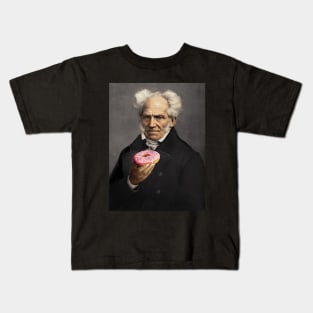 Arthur Schopenhauer with a pink sprinkle doughnut. Kids T-Shirt
